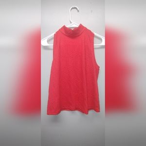 Postmark Anthropologie XS Red Textured Mock Turtleneck Sleeveless Top Shirt Zip